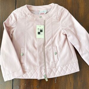 Baby Pink 2T Faux leather Jacket